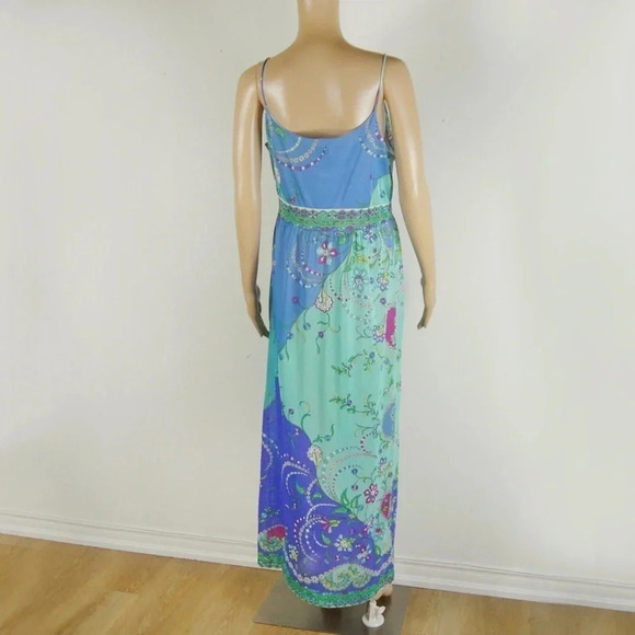 RARE Vintage 60s Emilio Pucci Formfit Rogers Iconic Blue Paisley Maxi Slip Dress - Picture 4 of 14